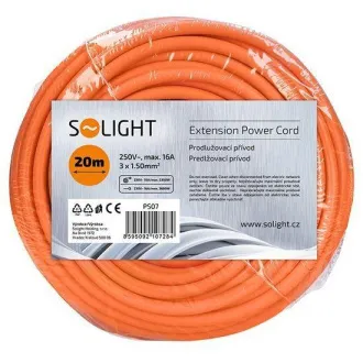 Solight predlžovací prívod - spojka, 1 zásuvka, 20m, 3 x 1, 5mm2, oranžová