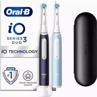 Oral-B iO Series 3 Duo Black & Blue elektrická zubná kefka, 3 režimy, časovač, tlakový senzor, puzdro Oral-B iO Series 3 Duo Black & Blue elektrická zubná kefka, 3 režimy, časovač, tlakový senzor, puzdro
