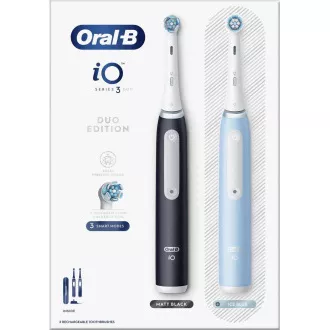 Oral-B iO Series 3 Duo Black & Blue elektrická zubná kefka, 3 režimy, časovač, tlakový senzor, puzdro Oral-B iO Series 3 Duo Black & Blue elektrická zubná kefka, 3 režimy, časovač, tlakový senzor, puzdro