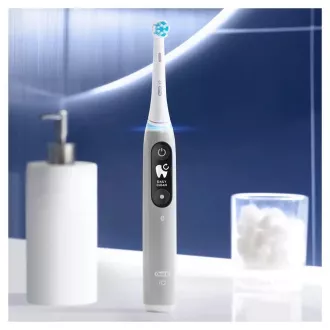 Oral-B iO Series 6 Grey Opal elektrická zubná kefka, magnetická, 5 režimov, tlakový senzor, AI, púzdro