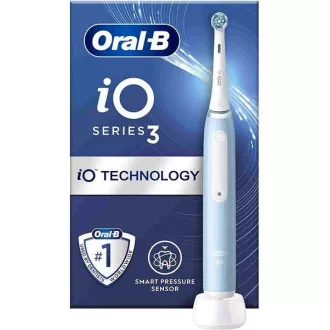 Oral-B iO3 Ice Blue elektrická zubná kefka, magnetická, 3 režimy, časovač, tlakový senzor, modrý
