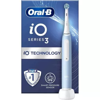 Oral-B iO3 Ice Blue elektrická zubná kefka, magnetická, 3 režimy, časovač, tlakový senzor, modrý
