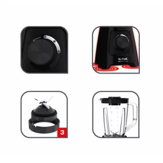 Tefal BL420838 Blendforce 2 stolný mixér, 600 W, 2 rýchlosti, pulzná funkcia, drvenie ľadu, Smart Lock, čierny