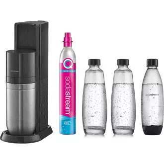 SodaStream Duo Titan Promo-Pack výrobník sódy, 2 sklenené fľaše, 1 plastová fľaša, bombička s CO2, čierny SodaStream Duo Titan Promo-Pack výrobník sódy, 2 sklenené fľaše, 1 plastová fľaša, bombička s CO2, čierny