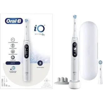 Oral-B iO Series 6s elektrická zubná kefka, časovač, tlakový senzor, 5 programov, aplikácia Oral-B, biela