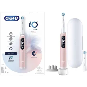 Oral-B iO Series 6s elektrická zubná kefka, časovač, tlakový senzor, 5 programov, aplikácia Oral-B, ružová