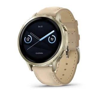 Garmin Venu 4 (41 mm) Zlaté / Biely silikónový remienok a Light Sand kožený remienok, EU Garmin Venu 4 (41 mm) Zlaté / Biely silikónový remienok a Light Sand kožený remienok, EU