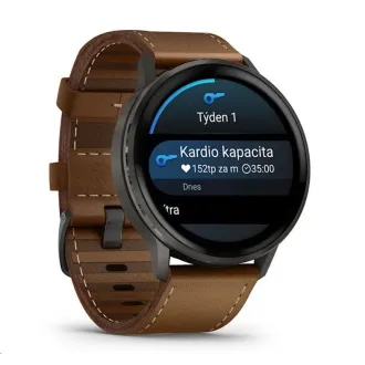 Garmin Venu 4 (45 mm) Slate / Čierny silikónový remienok a Hnedý kožený remienok, EU