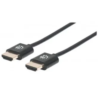 MANHATTAN Ultra-thin High Speed HDMI Cable with Ethernet, HEC, ARC, 3D, 4K, HDMI Male to Male, Shielded, Black, 0, 5m
