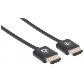 MANHATTAN Ultra-thin High Speed HDMI Cable with Ethernet, HEC, ARC, 3D, 4K, HDMI Male to Male, Shielded, Black, 0, 5m