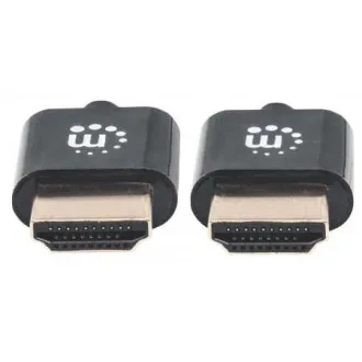 MANHATTAN Ultra-thin High Speed HDMI Cable with Ethernet, HEC, ARC, 3D, 4K, HDMI Male to Male, Shielded, Black, 0, 5m