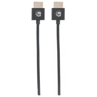 MANHATTAN Ultra-thin High Speed HDMI Cable with Ethernet, HEC, ARC, 3D, 4K, HDMI Male to Male, Shielded, Black, 0, 5m