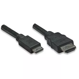 MANHATTAN kábel High Speed HDMI 3D, Mini HDMI Male to Male, tienený, čierny, 1, 8m