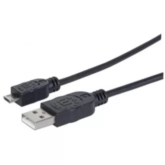 MANHATTAN Kábel prepojovací USB 2.0 A Male / Micro-B Male, 1.8m, čierny