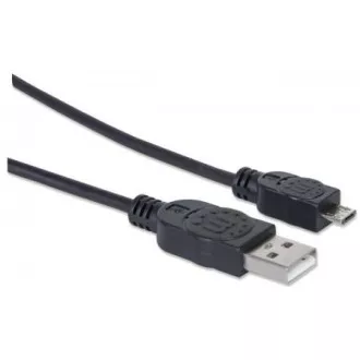 MANHATTAN Kábel prepojovací USB 2.0 A Male / Micro-B Male, 1.8m, čierny