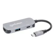 MANHATTAN Dokovacia stanica USB-C 3v1, 1xHDMI, 1xUSB-C, 1xUSB, sivá