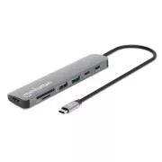MANHATTAN Dokovacia stanica USB-C 7v1, 1xHDMI, 2xUSB-C, 2xUSB, čítačka SD kariet, sivá