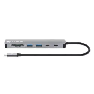 MANHATTAN Dokovacia stanica USB-C 7v1, 1xHDMI, 2xUSB-C, 2xUSB, čítačka SD kariet, sivá MANHATTAN Dokovacia stanica USB-C 7v1, 1xHDMI, 2xUSB-C, 2xUSB, čítačka SD kariet, sivá