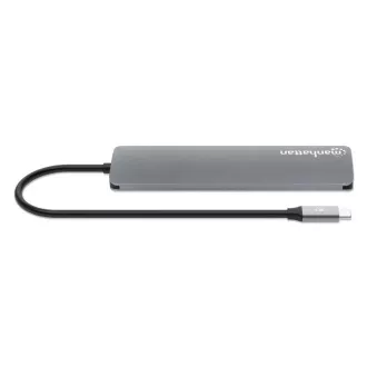 MANHATTAN Dokovacia stanica USB-C 7v1, 1xHDMI, 2xUSB-C, 2xUSB, čítačka SD kariet, sivá MANHATTAN Dokovacia stanica USB-C 7v1, 1xHDMI, 2xUSB-C, 2xUSB, čítačka SD kariet, sivá