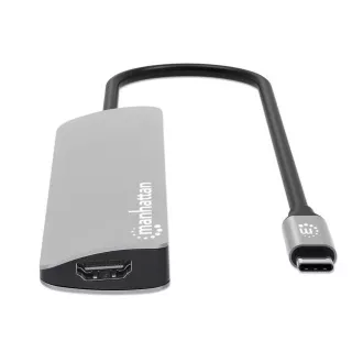 MANHATTAN Dokovacia stanica USB-C 7v1, 1xHDMI, 2xUSB-C, 2xUSB, čítačka SD kariet, sivá MANHATTAN Dokovacia stanica USB-C 7v1, 1xHDMI, 2xUSB-C, 2xUSB, čítačka SD kariet, sivá