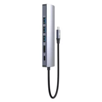 MANHATTAN Dokovacia stanica USB-C 6v1, 1xHDMI, 1xUSB-C, 3xUSB, 1xRJ45, sivá