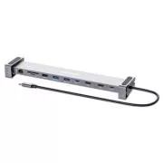 MANHATTAN Dokovacia stanica USB-C 10v1, 2xHDMI, 2xUSB-C, 3xUSB, 1xRJ45, čítačka SD kariet, sivá