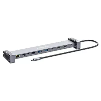 MANHATTAN Dokovacia stanica USB-C 10v1, 2xHDMI, 2xUSB-C, 3xUSB, 1xRJ45, čítačka SD kariet, sivá MANHATTAN Dokovacia stanica USB-C 10v1, 2xHDMI, 2xUSB-C, 3xUSB, 1xRJ45, čítačka SD kariet, sivá