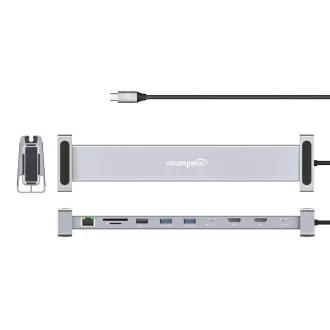 MANHATTAN Dokovacia stanica USB-C 10v1, 2xHDMI, 2xUSB-C, 3xUSB, 1xRJ45, čítačka SD kariet, sivá MANHATTAN Dokovacia stanica USB-C 10v1, 2xHDMI, 2xUSB-C, 3xUSB, 1xRJ45, čítačka SD kariet, sivá