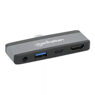 MANHATTAN Dokovacia stanica USB-C 4v1, 1xHDMI, 1xUSB-C, 1xUSB, 1x3.5mm, sivá