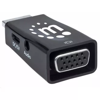 Manhattan adaptér HDMI na VGA, Micro Converter, HDMI Male na VGA Female, audio, čierna