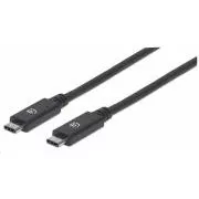 Manhattan USB-C kábel, USB 3.1 Gen 2, USB-C Male na USB-C Male, 10 Gbps, 5 A, 1m, čierna