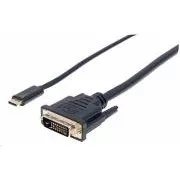 Manhattan kábel USB-C na DVI, 2m, čierna