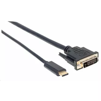 Manhattan kábel USB-C na DVI, 2m, čierna