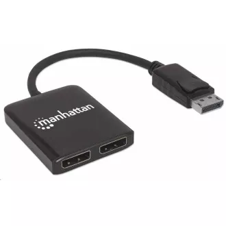 Manhattan rozbočovač, MST húb, DisplayPort na Dual DisplayPort (M/F), 4K @ 30Hz, čierna Manhattan rozbočovač, MST húb, DisplayPort na Dual DisplayPort (M/F), 4K @ 30Hz, čierna