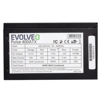 EVOLVEO Pulse 400ATX, zdroj 400W, ATX, tichý, bulk, záruka 3 roky, čierny