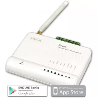 EVOLVEO Sonix - bezdrôtový GSM alarm (4 ks diaľk. ovl., PIR čidlo pohybu, čidlo na dvere/okno, externé repro, Android/iPhone