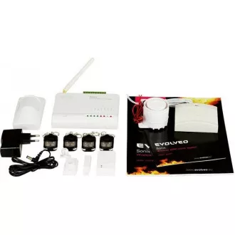 EVOLVEO Sonix - bezdrôtový GSM alarm (4 ks diaľk. ovl., PIR čidlo pohybu, čidlo na dvere/okno, externé repro, Android/iPhone
