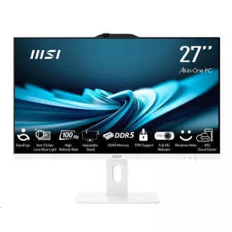 MSI PC AiO PRO AP272P 14M-887XEU, i7-14700, 27" FHD, Anti-Glare, bez dotyku, 16GB, 1TB SSD, N/A, bez OS, White