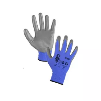 Rukavice CXS CERRO, máčané v nitrile, modro-šedé, veľ. 10