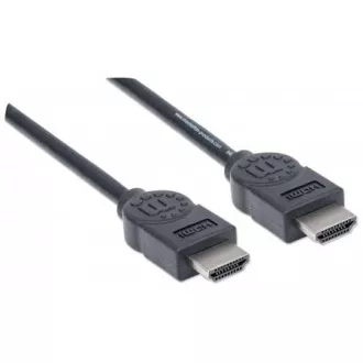 MANHATTAN kábel High Speed HDMI 4K, 3D, Male to Male, tienený, čierny, 1, 8m