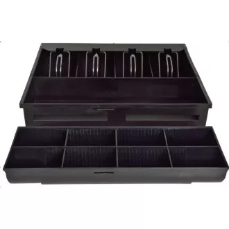 Virtuos pokladničná zásuvka S-410C - s káblom, zakladač 4/8, 9-24V, čierna