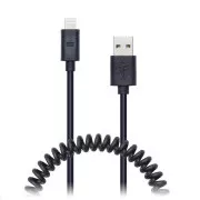 CONNECT IT Wirez Apple Lightning - USB špirálový flexibilný kábel, 1, 2 m, čierny