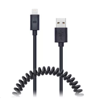 CONNECT IT Wirez Apple Lightning - USB špirálový flexibilný kábel, 1, 2 m, čierny