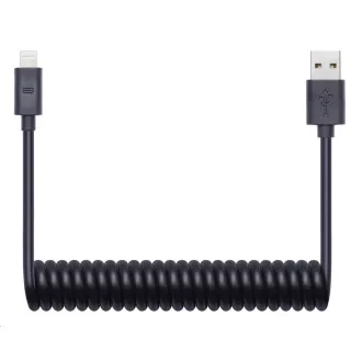 CONNECT IT Wirez Apple Lightning - USB špirálový flexibilný kábel, 1, 2 m, čierny