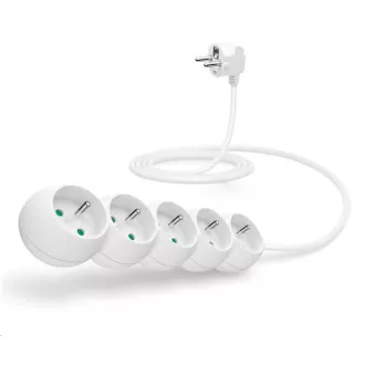 CONNECT IT predlžovací kábel 230V, 5 zásuviek, 2 m, bez vypínača (biely)