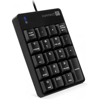 CONNECT IT NumCALC drôtová numerická klávesnica, ČIERNA