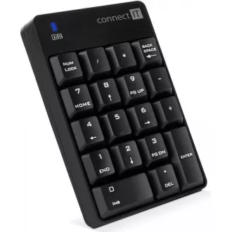 CONNECT IT NumCALC bezdrôtová numerická klávesnica, (+ 1x AAA batéria zadarmo), ČIERNA