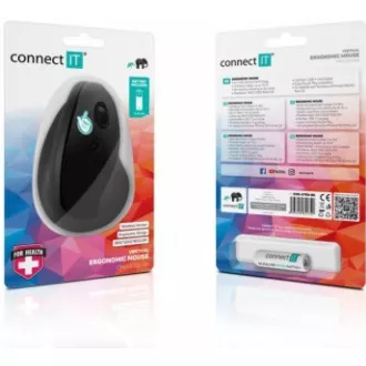 CONNECT IT FOR HEALTH ergonomická vertikálna myš, (+ 1x AA batéria zadarmo), bezdrôtová, ČIERNA