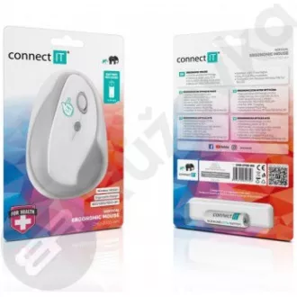 CONNECT IT FOR HEALTH ergonomická vertikálna myš, (+ 1x AA batéria zadarmo), bezdrôtová, BIELA