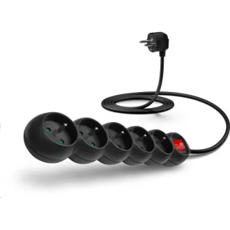 CONNECT IT predlžovací kábel 230 V, 5 zásuviek, 2 m, s vypínačom (čierny) CONNECT IT predlžovací kábel 230 V, 5 zásuviek, 2 m, s vypínačom (čierny)